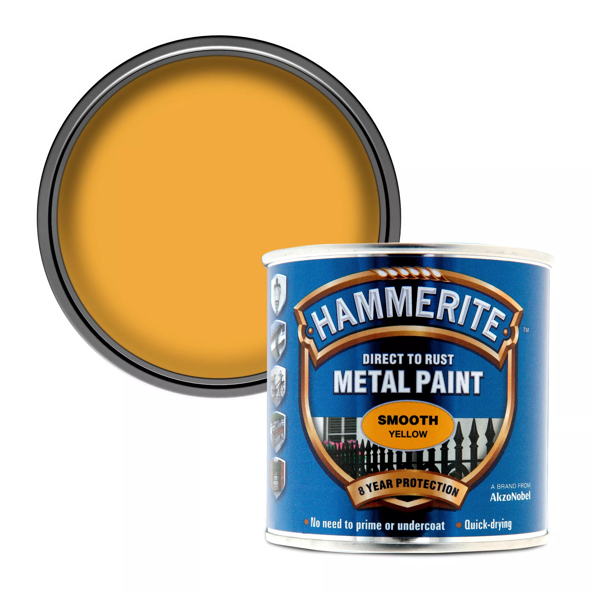 Hammerite Yellow Gloss Exterior Metal Paint, 250ml 1 Hammerite Yellow Gloss Exterior Metal Paint, 250ml