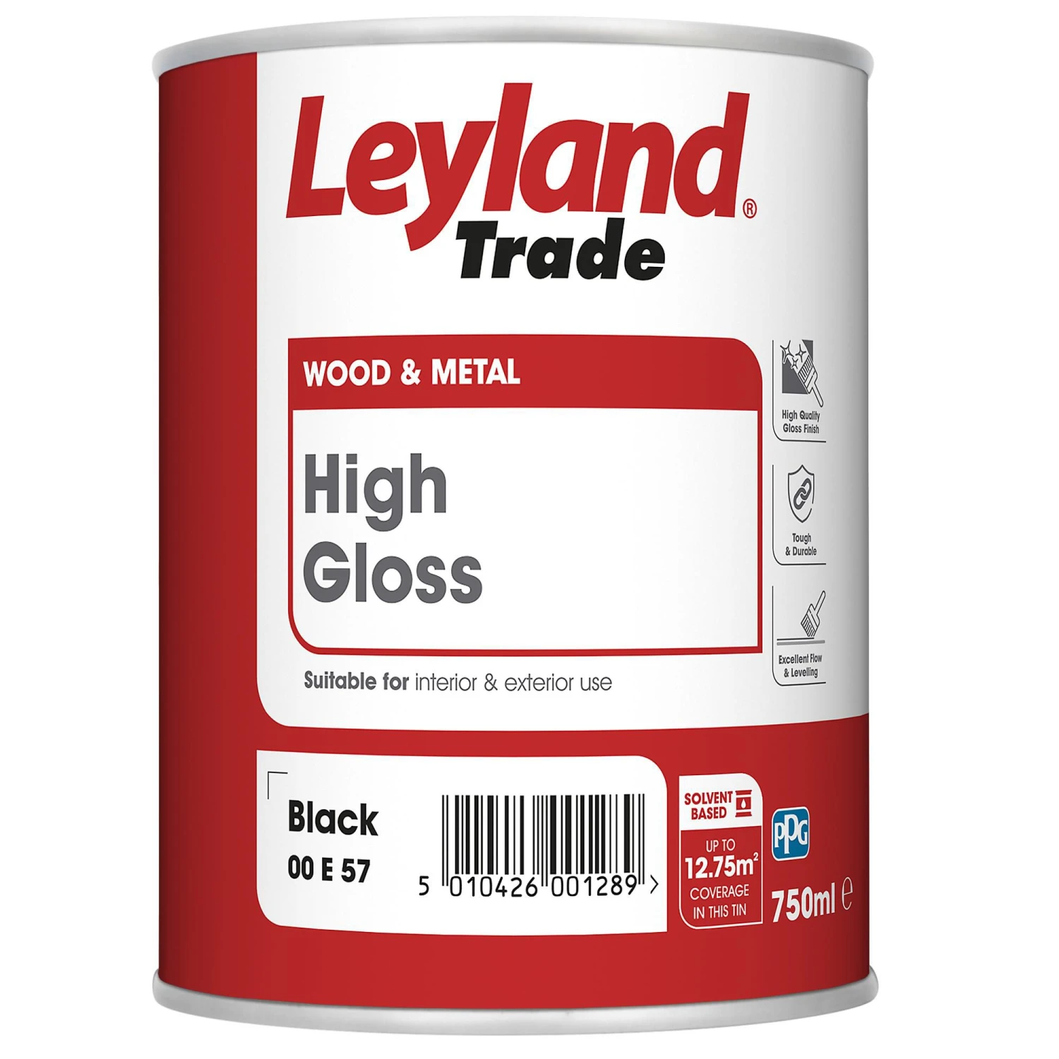 Leyland Trade Black Gloss Metal & Wood Paint, 750ml 1 Leyland Trade Black Gloss Metal & Wood Paint, 750ml