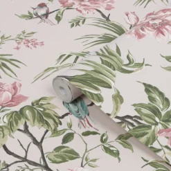 Next Birds & Blooms Mauve Floral Smooth Wallpaper