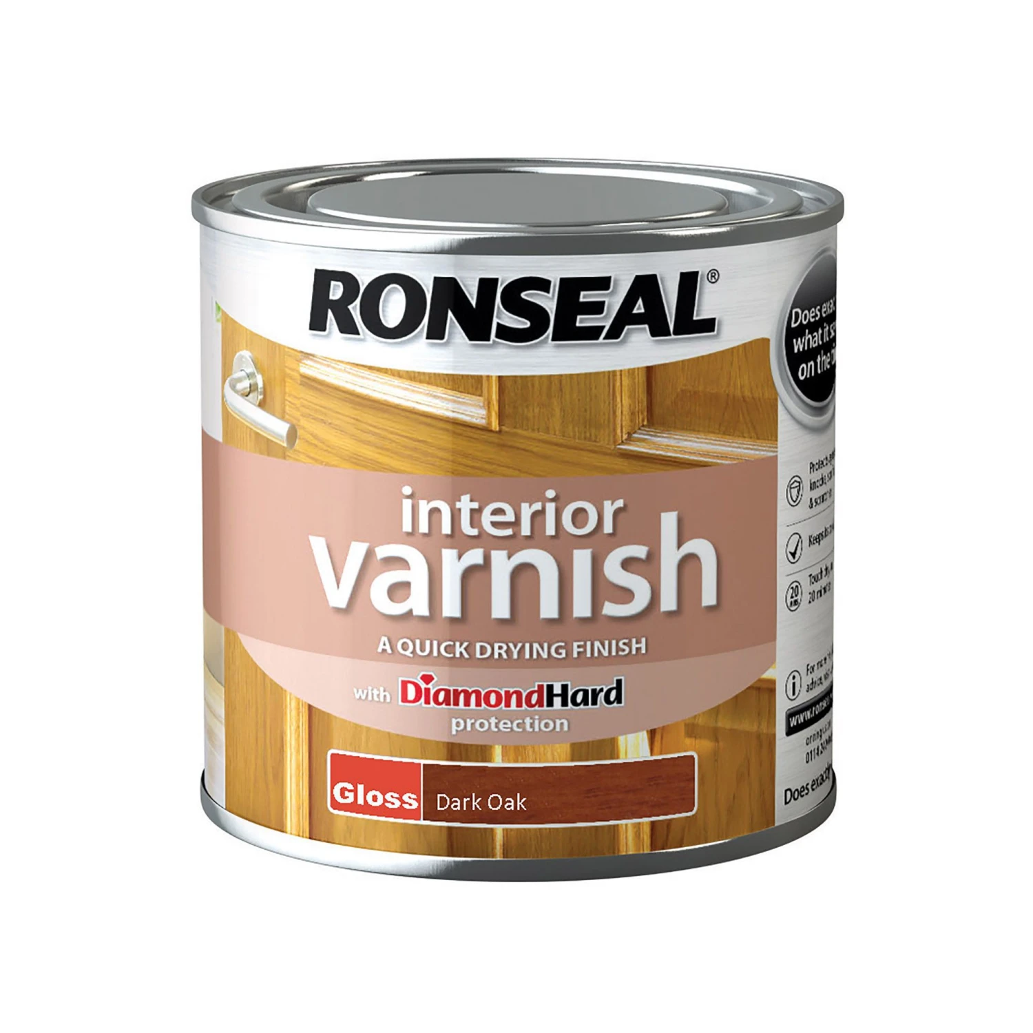 Ronseal Diamond Hard Dark Oak Gloss Wood Varnish, 0.25L 1 Ronseal Diamond Hard Dark Oak Gloss Wood Varnish, 0.25L