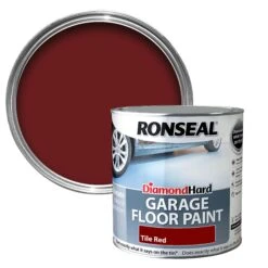 Ronseal Diamond Hard Tile Red Satinwood Garage Floor Paint, 2.5L