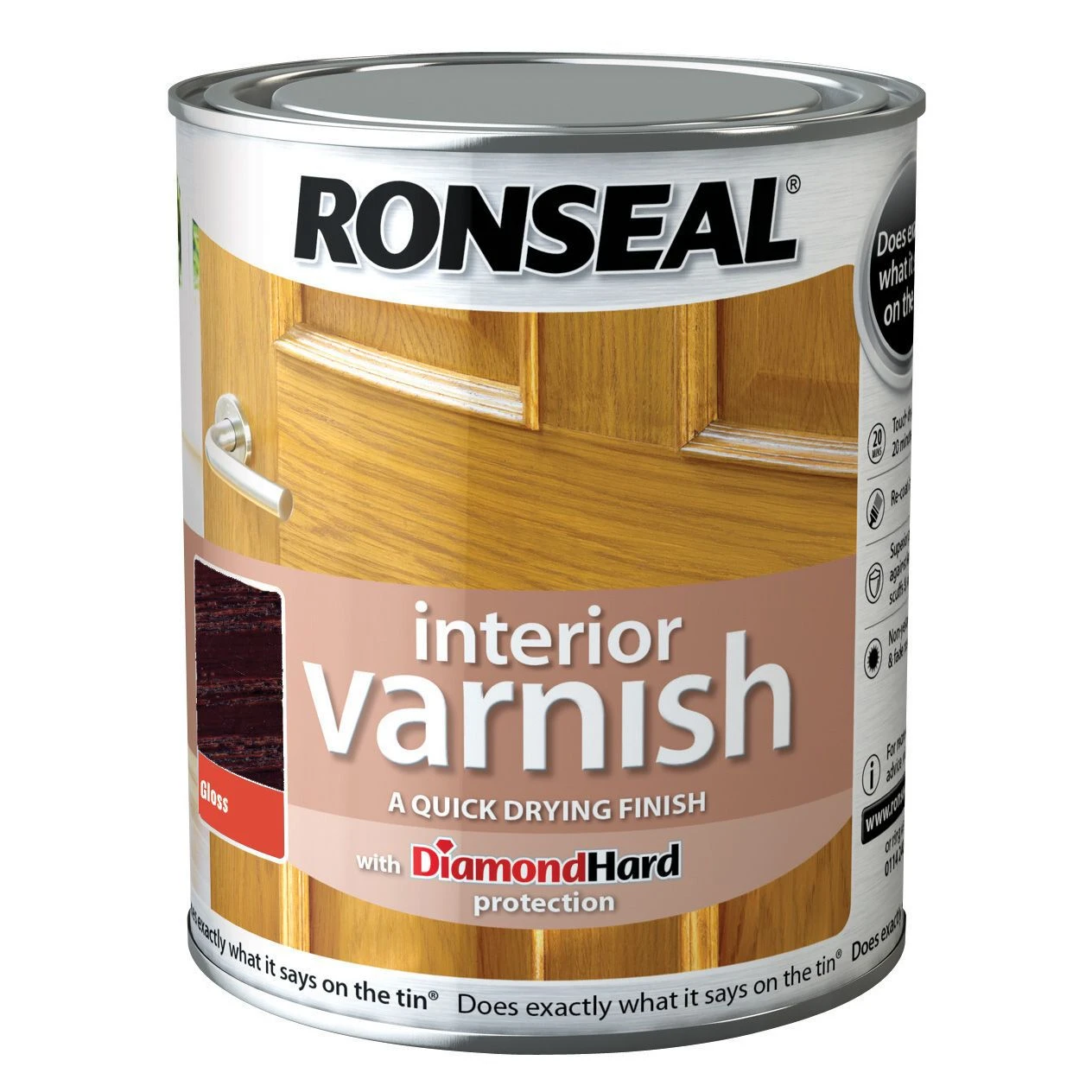 Ronseal Diamond Hard Walnut Gloss Wood Varnish, 0.75L 1 Ronseal Diamond Hard Walnut Gloss Wood Varnish, 0.75L