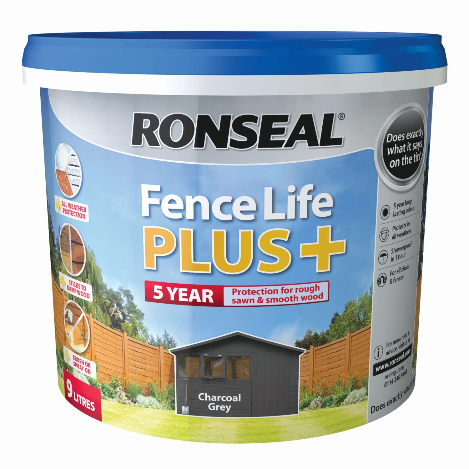 Ronseal Fence Life Plus Charcoal Grey Matt Fence & Shed Treatment, 9L 1 Ronseal Fence Life Plus Charcoal Grey Matt Fence & Shed Treatment, 9L