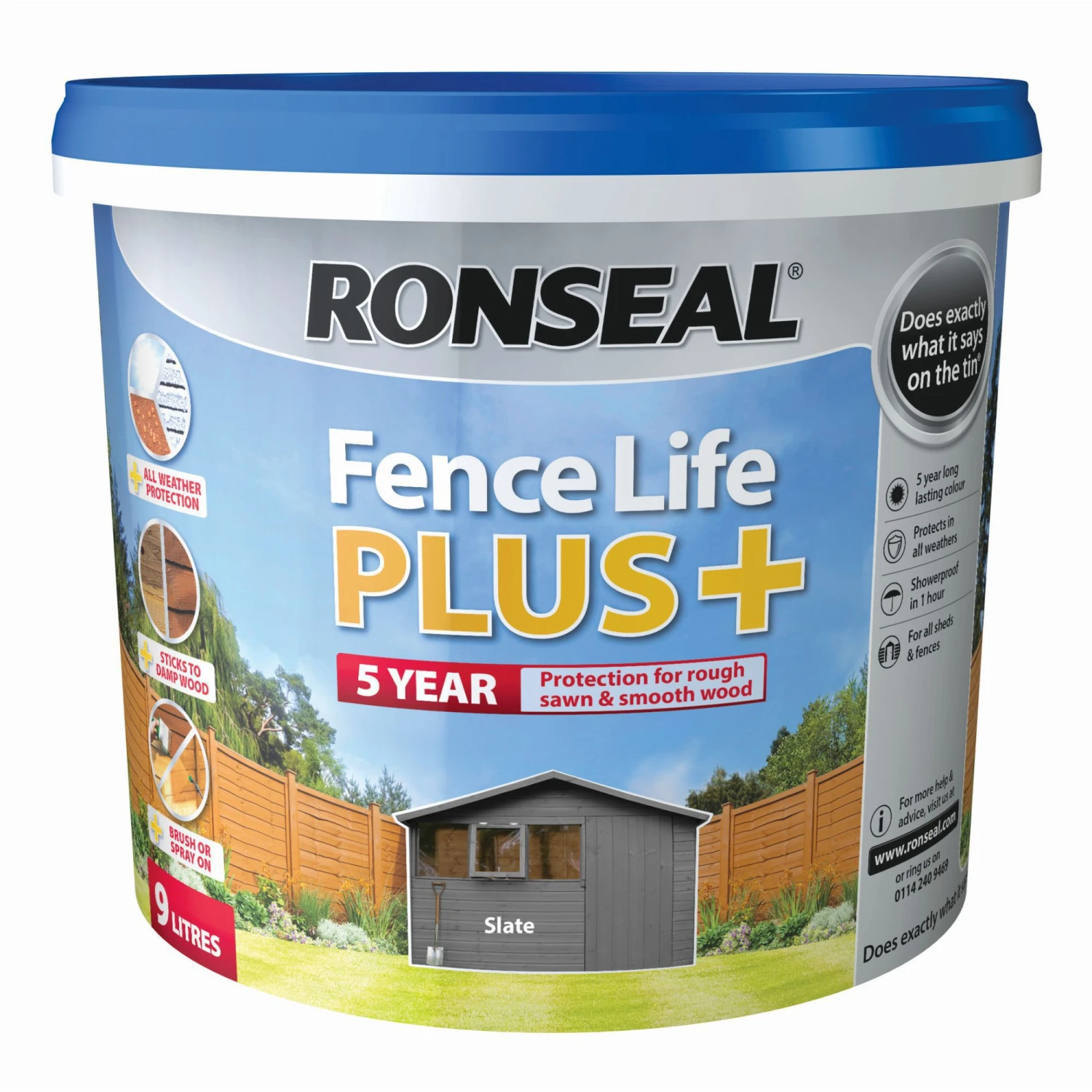 Ronseal Fence Life Plus Slate Matt Fence & Shed Treatment, 9L 1 Ronseal Fence Life Plus Slate Matt Fence & Shed Treatment, 9L