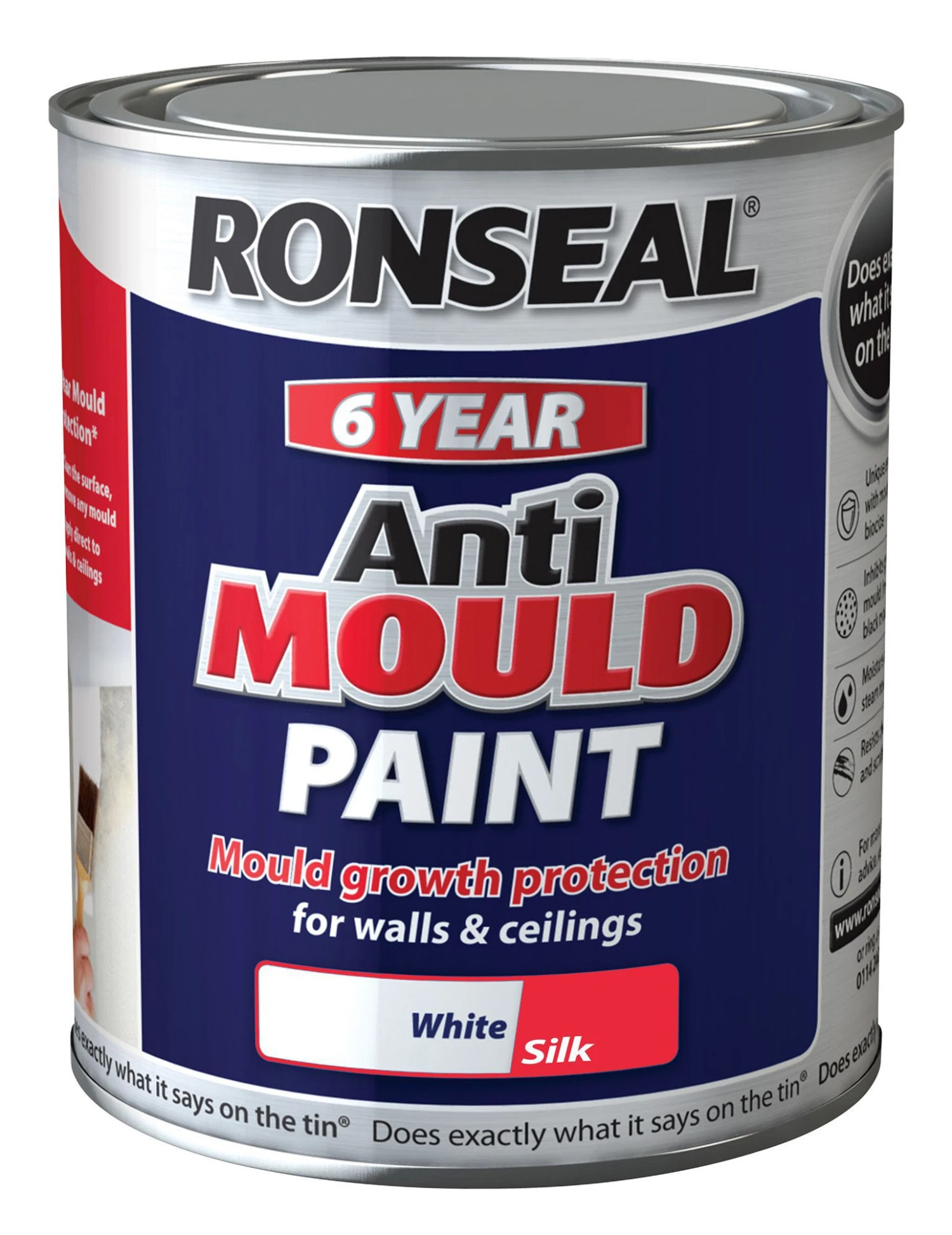 Ronseal Problem Wall White Silk Anti-mould Paint, 0.75L 1 Ronseal Problem Wall White Silk Anti-mould Paint, 0.75L