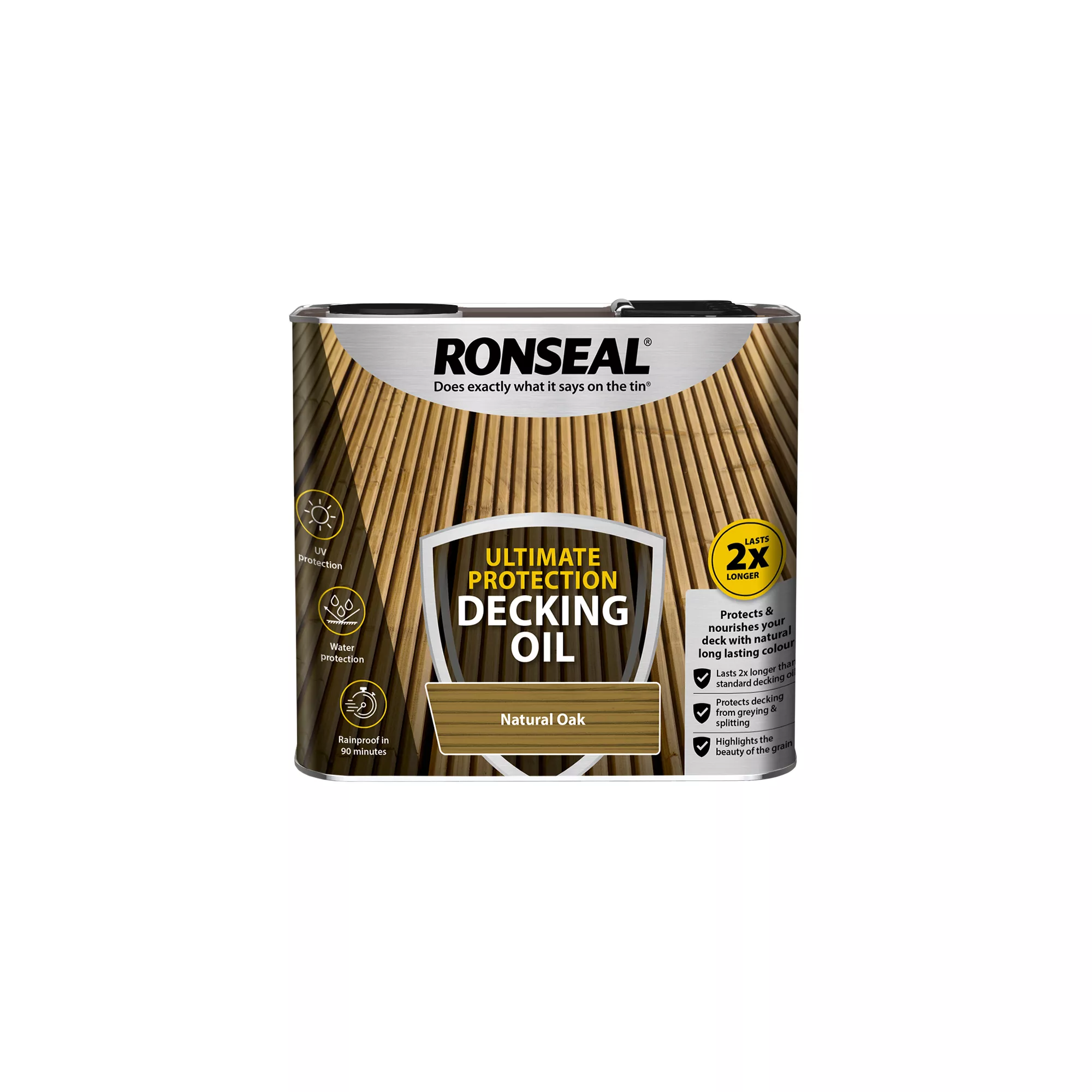 Ronseal Ultimate Natural Oak Decking Wood Oil, 2.5L 1 Ronseal Ultimate Natural Oak Decking Wood Oil, 2.5L