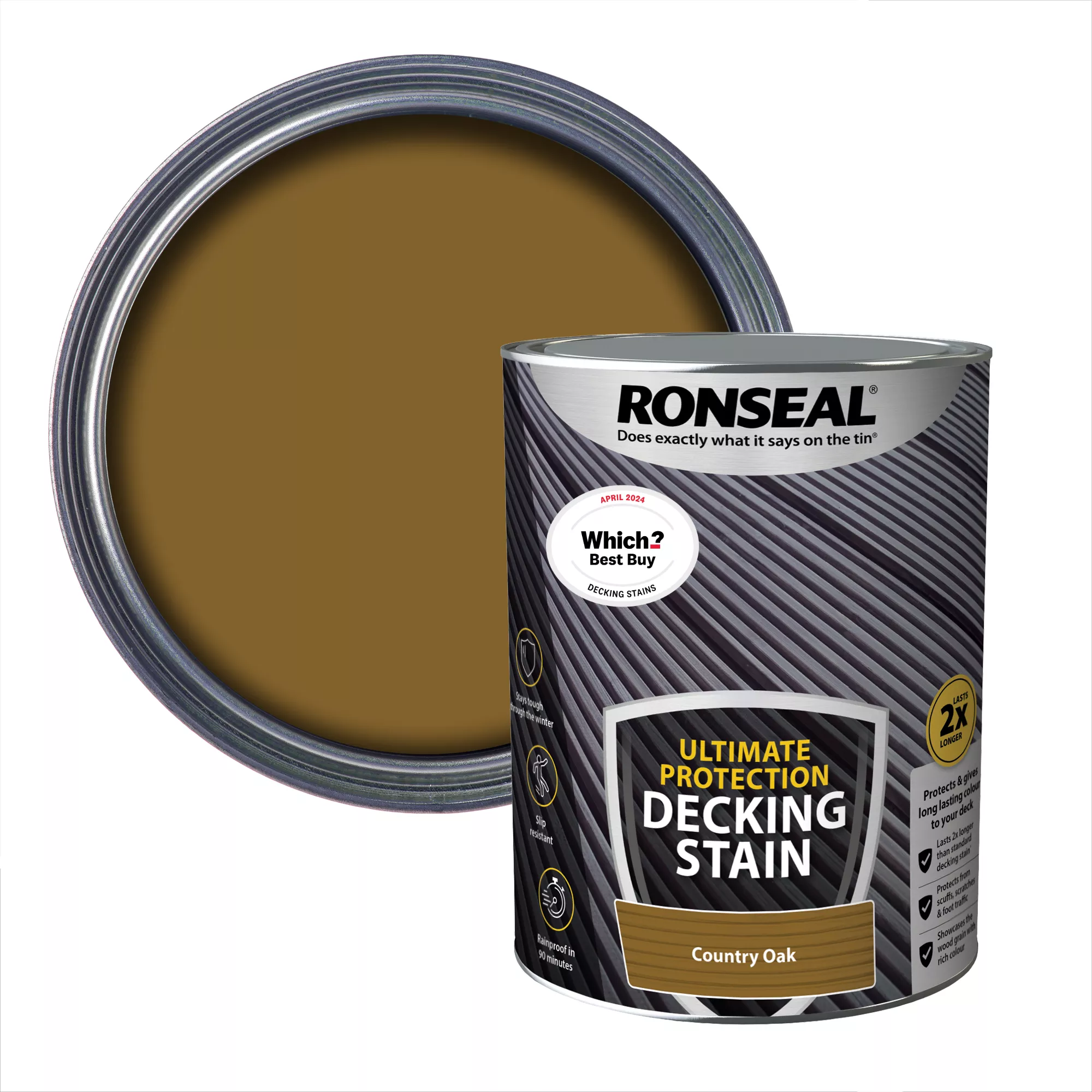 Ronseal Ultimate Protection Country Oak Matt Decking Wood Stain, 5L 1 Ronseal Ultimate Protection Country Oak Matt Decking Wood Stain, 5L