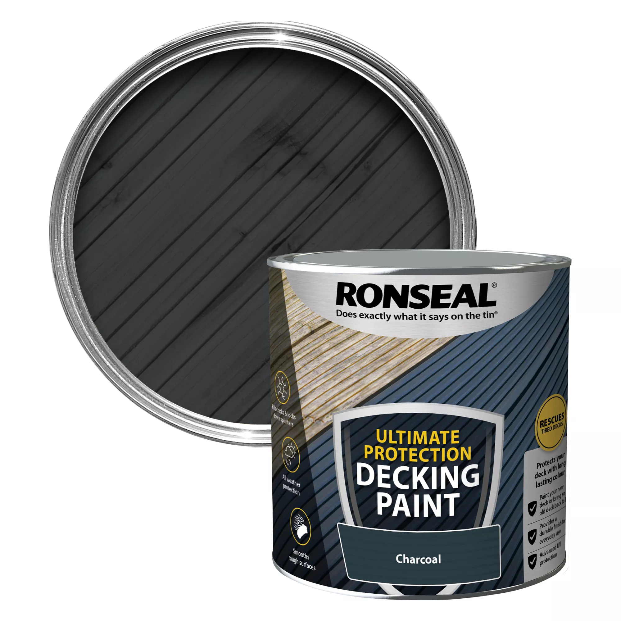 Ronseal Ultimate Protection Matt Charcoal Decking Paint, 2.5L 1 Ronseal Ultimate Protection Matt Charcoal Decking Paint, 2.5L