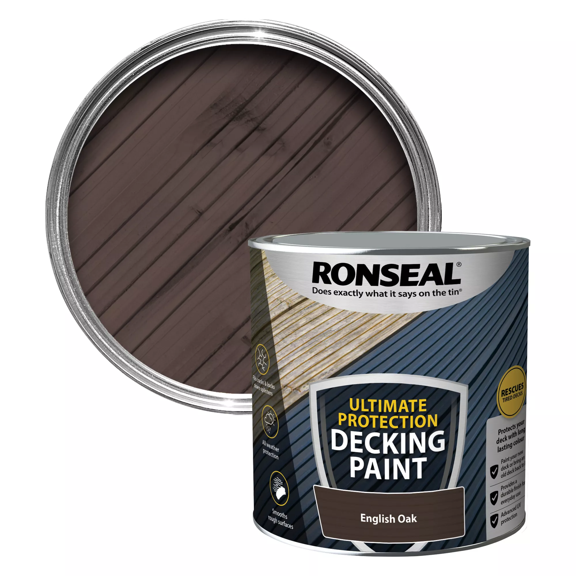 Ronseal Ultimate Protection Matt English Oak Decking Paint, 2.5L 1 Ronseal Ultimate Protection Matt English Oak Decking Paint, 2.5L