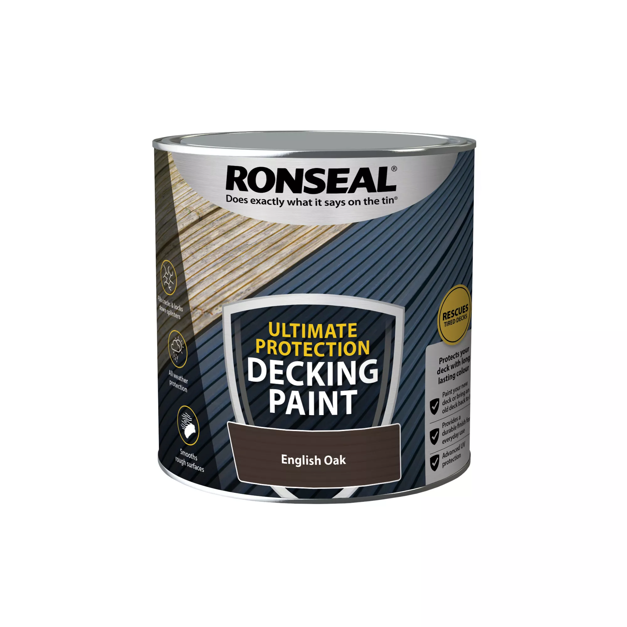 Ronseal Ultimate Protection Matt English Oak Decking Paint, 2.5L 2 Ronseal Ultimate Protection Matt English Oak Decking Paint, 2.5L - Image 2