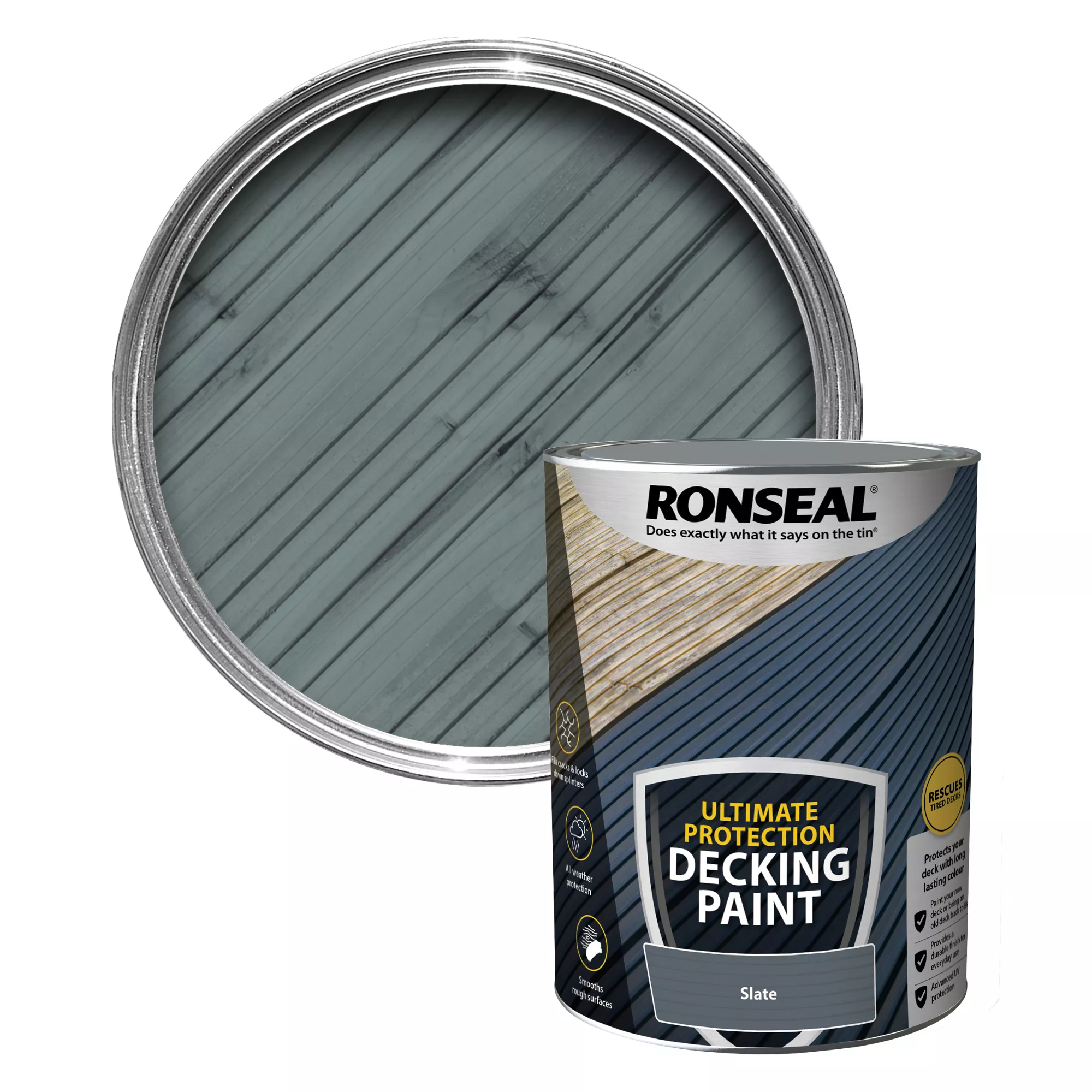 Ronseal Ultimate Protection Matt Slate Decking Paint, 5L 1 Ronseal Ultimate Protection Matt Slate Decking Paint, 5L
