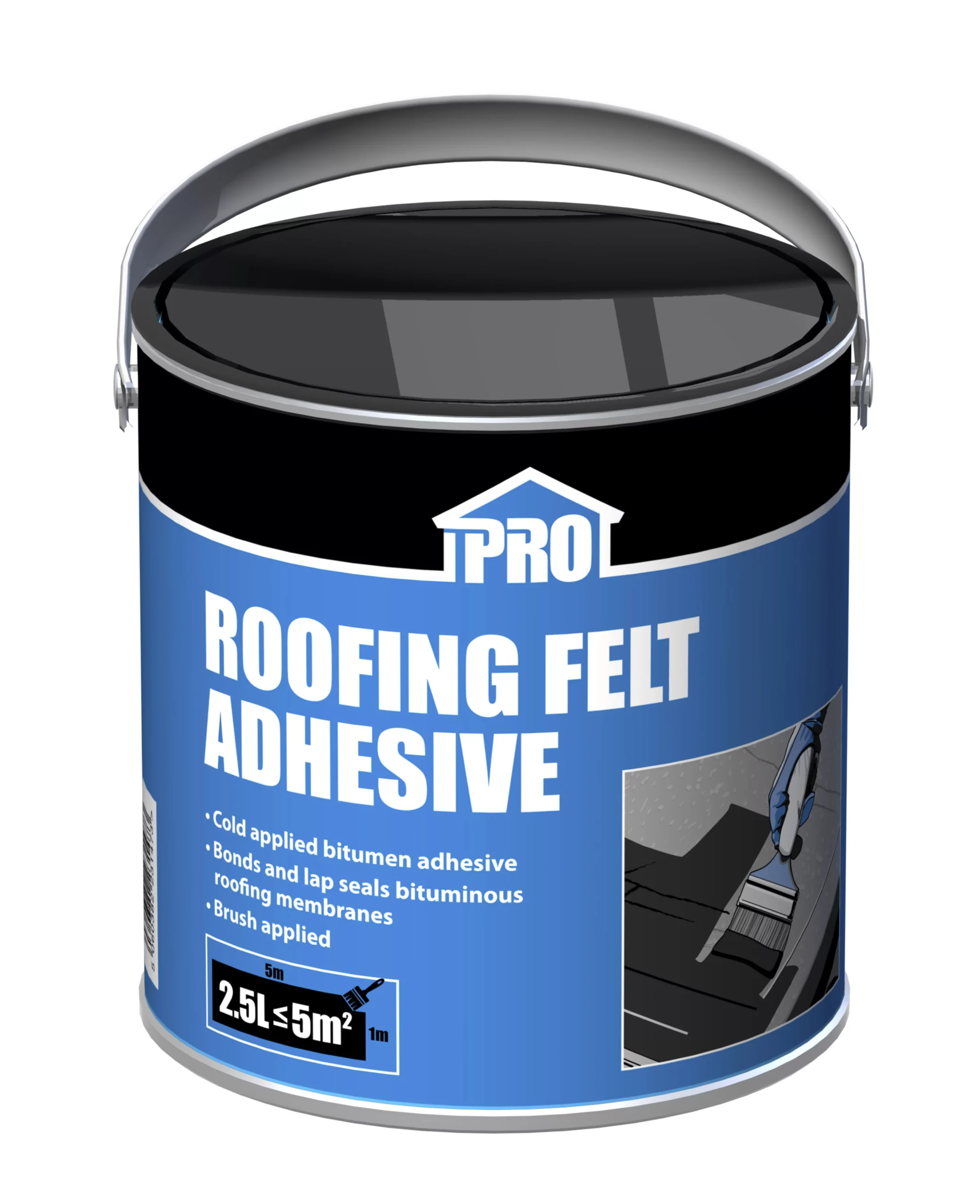 Roof Pro Black Roofing Felt Adhesive 2.5L 1 Roof Pro Black Roofing Felt Adhesive 2.5L