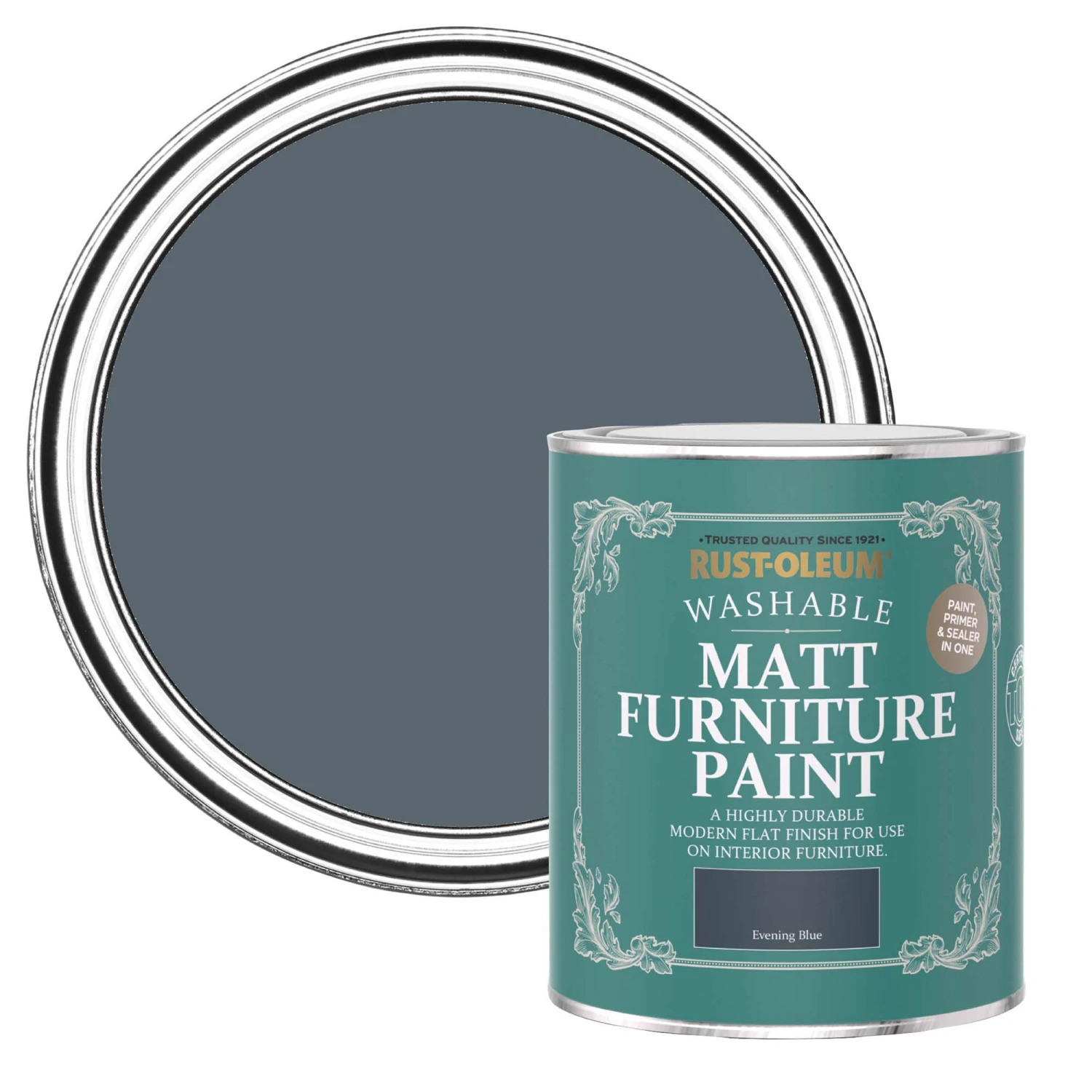 Rust-Oleum Evening Blue Matt Furniture Paint, 750ml 1 Rust-Oleum Evening Blue Matt Furniture Paint, 750ml