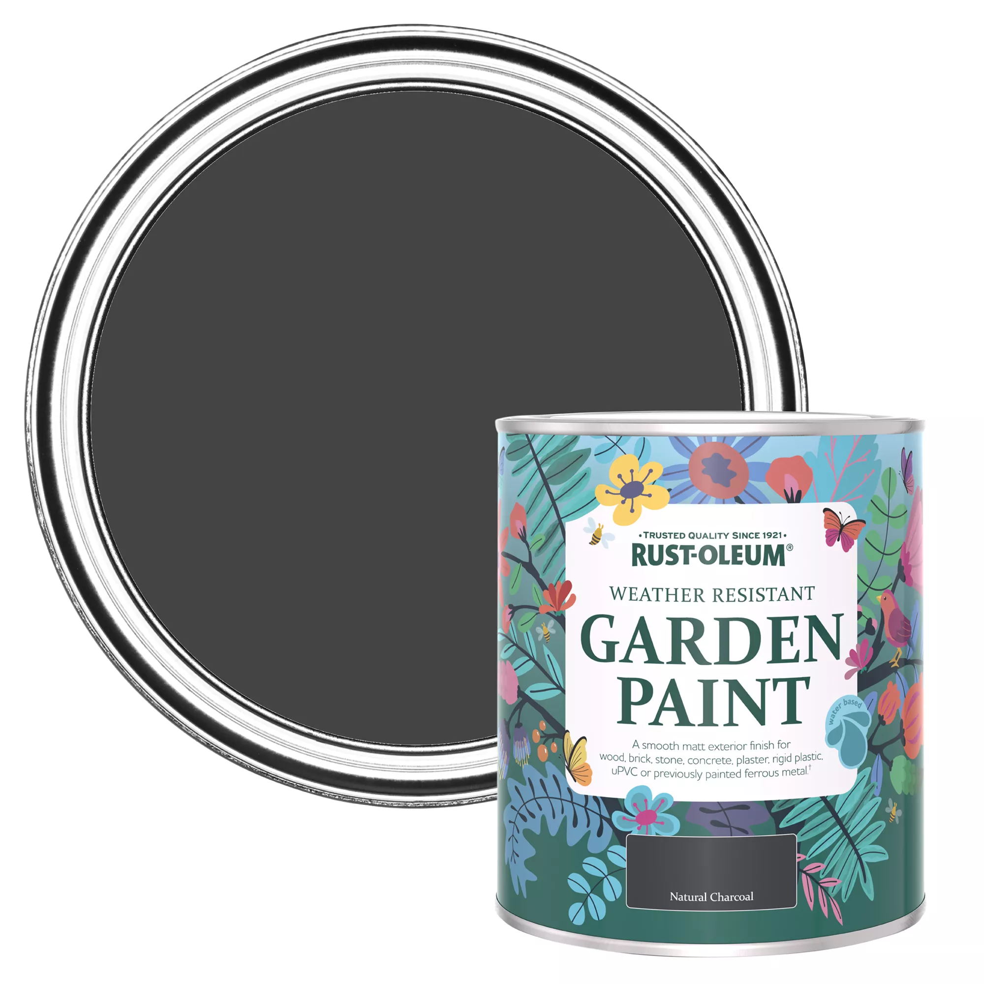 Rust-Oleum Garden Paint Natural Charcoal Matt Multi-surface Garden Paint, 750ml Tin 1 Rust-Oleum Garden Paint Natural Charcoal Matt Multi-surface Garden Paint, 750ml Tin