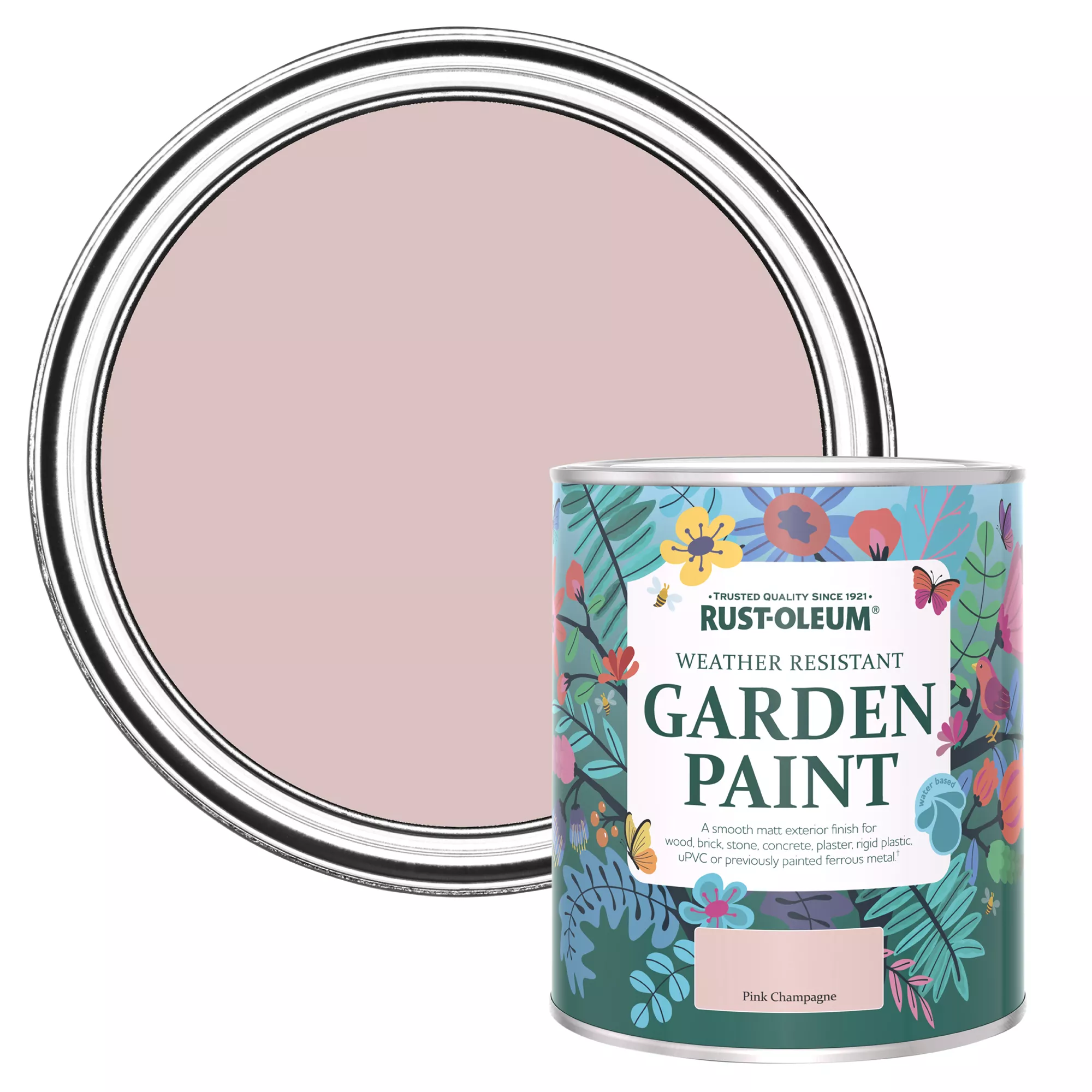 Rust-Oleum Garden Paint Pink Champagne Matt Multi-surface Garden Paint, 750ml Tin 1 Rust-Oleum Garden Paint Pink Champagne Matt Multi-surface Garden Paint, 750ml Tin