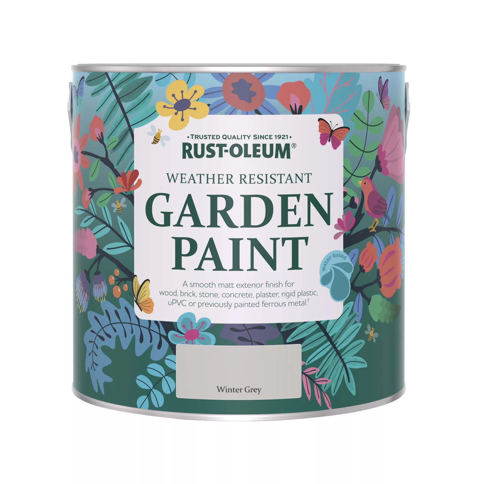 Rust-Oleum Garden Paint Winter Grey Matt Multi-surface Garden Paint, 2.5L Tin 2 Rust-Oleum Garden Paint Winter Grey Matt Multi-surface Garden Paint, 2.5L Tin - Image 2