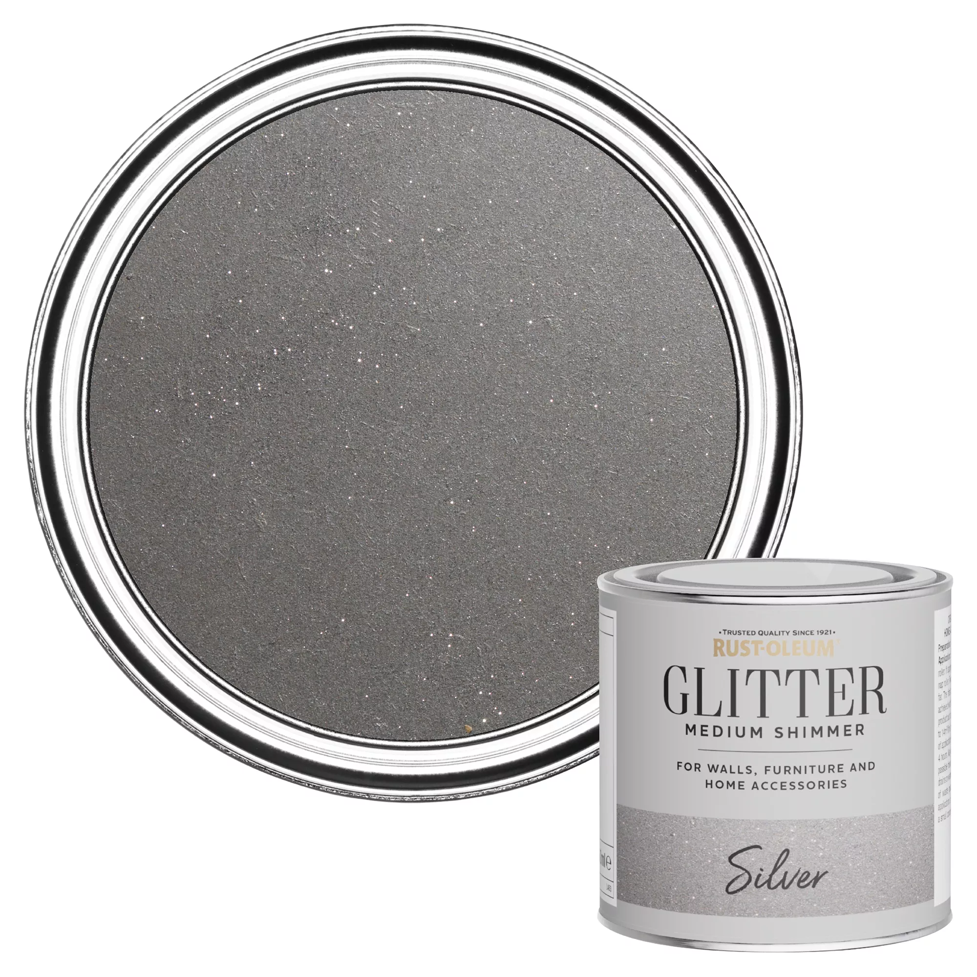 Rust-Oleum Medium Shimmer Silver Glitter Effect Mid Sheen Multi-surface Topcoat Paint Glitter, 250ml 1 Rust-Oleum Medium Shimmer Silver Glitter Effect Mid Sheen Multi-surface Topcoat Paint Glitter, 250ml