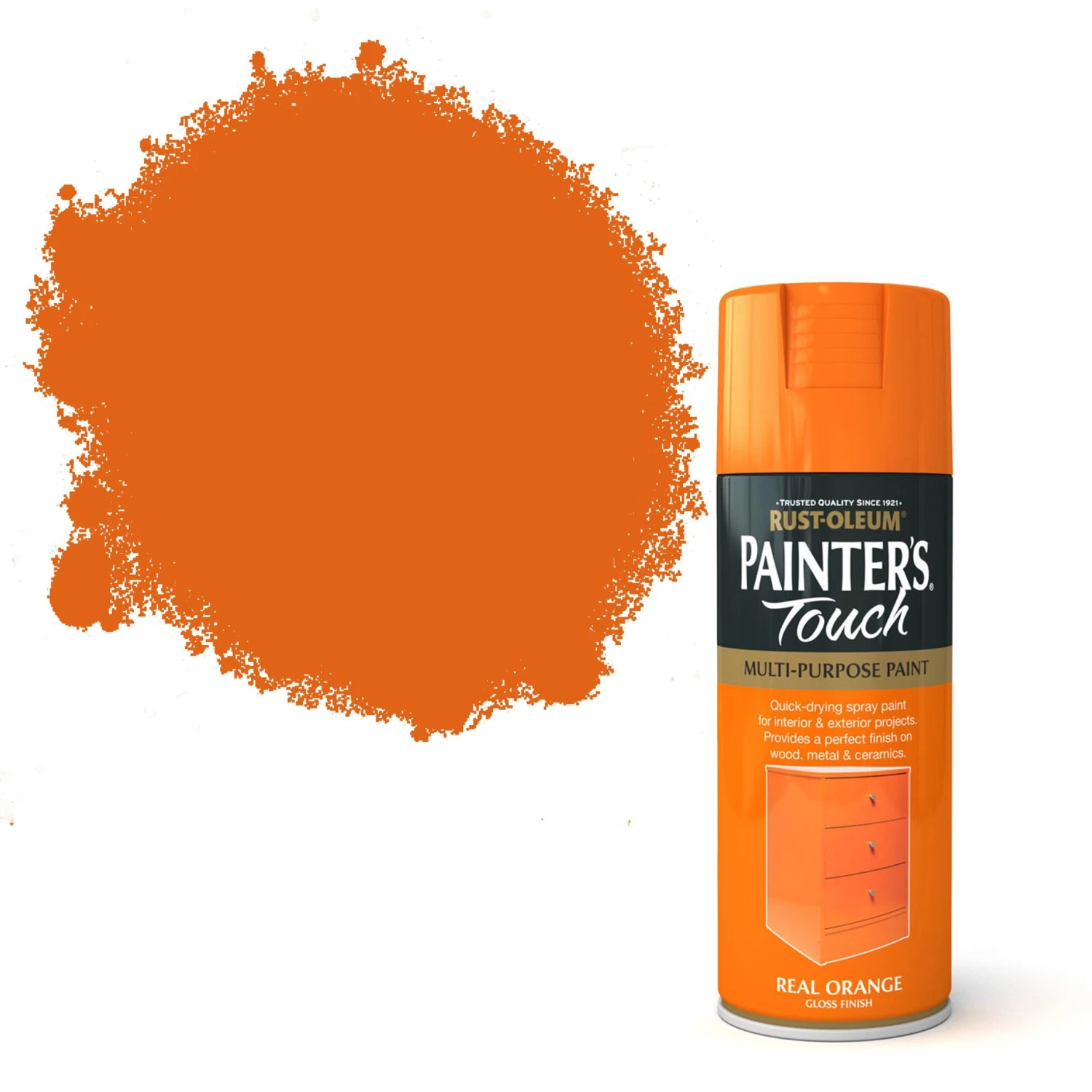 Rust-Oleum Painter's Touch Real Orange Gloss Multi-surface Decorative Spray Paint, 400ml 1 Rust-Oleum Painter's Touch Real Orange Gloss Multi-surface Decorative Spray Paint, 400ml