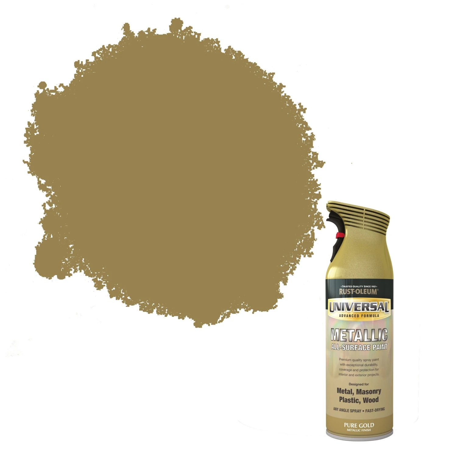 Rust-Oleum Universal Pure Gold Effect Multi-surface Spray Paint, 400ml 1 Rust-Oleum Universal Pure Gold Effect Multi-surface Spray Paint, 400ml