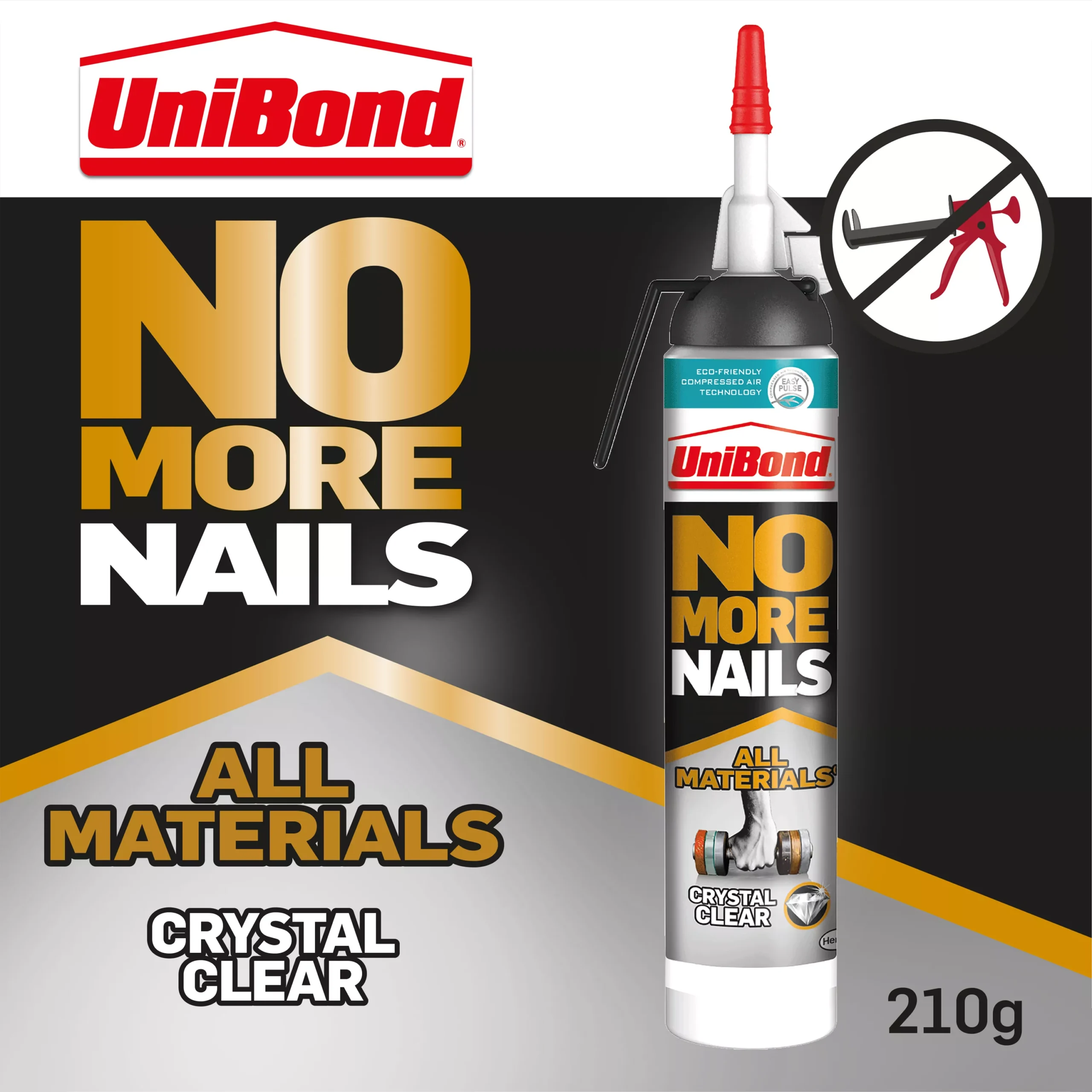 UniBond No More Nails Crystal Clear Grab Adhesive 210ml 2 UniBond No More Nails Crystal Clear Grab Adhesive 210ml - Image 2
