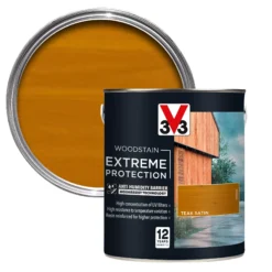 V33 Extreme Protection Teak Satin Wood Stain, 2.5L