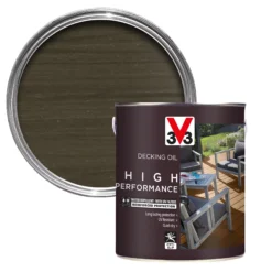 V33 High Performance Grey UV Resistant Decking Wood Oil, 5L -Outlet Paint Hub Store v33 high performance grey uv resistant decking wood oil 5l3153895164436 08c bq
