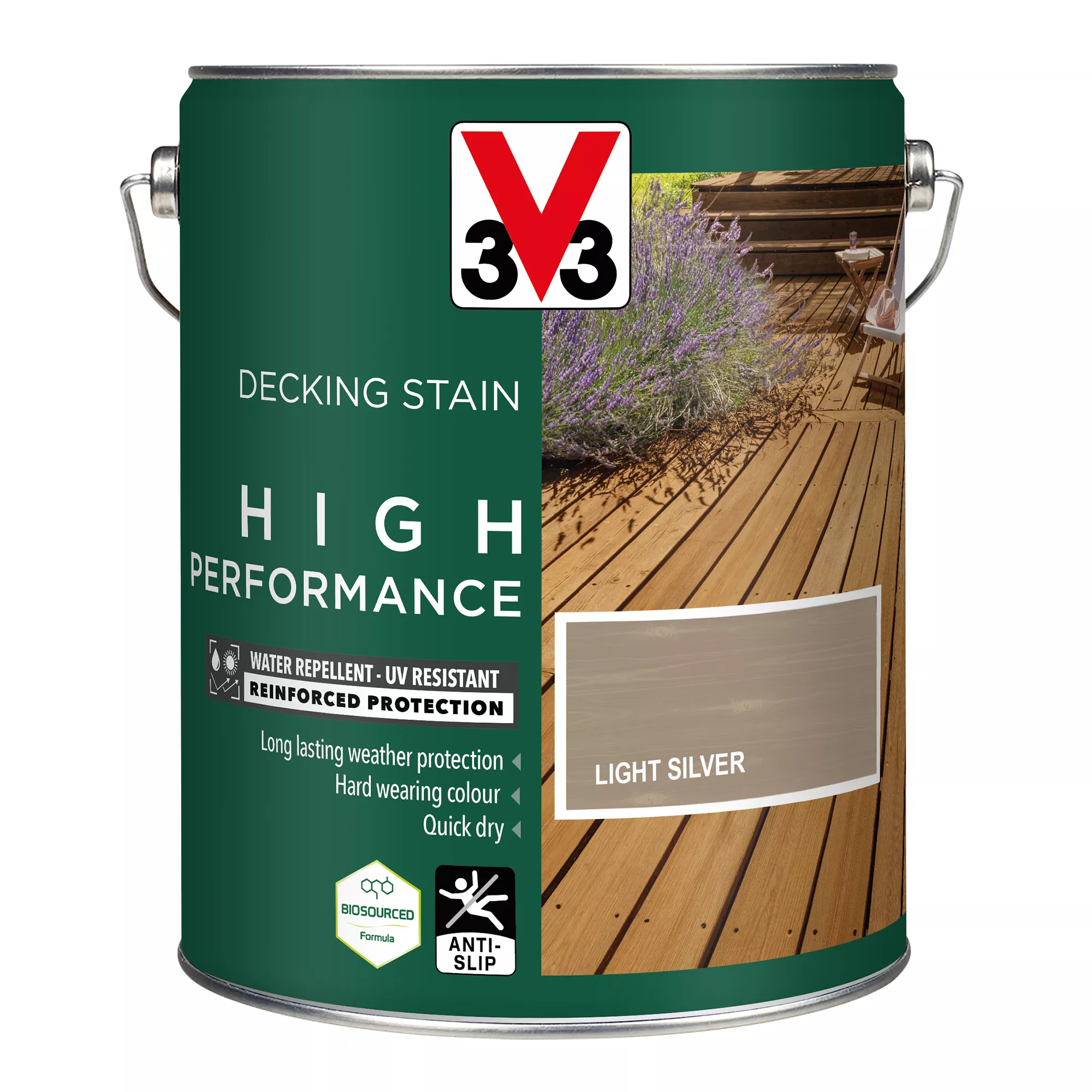 V33 High Performance Light Silver Satin Quick Dry Decking Stain, 5L 2 V33 High Performance Light Silver Satin Quick Dry Decking Stain, 5L - Image 2