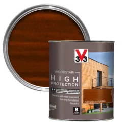 V33 High Protection Mahogany Mid Sheen Wood Stain, 750ml