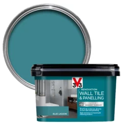V33 Renovation Blue Lagoon Satinwood Wall Tile & Panelling Paint, 2L