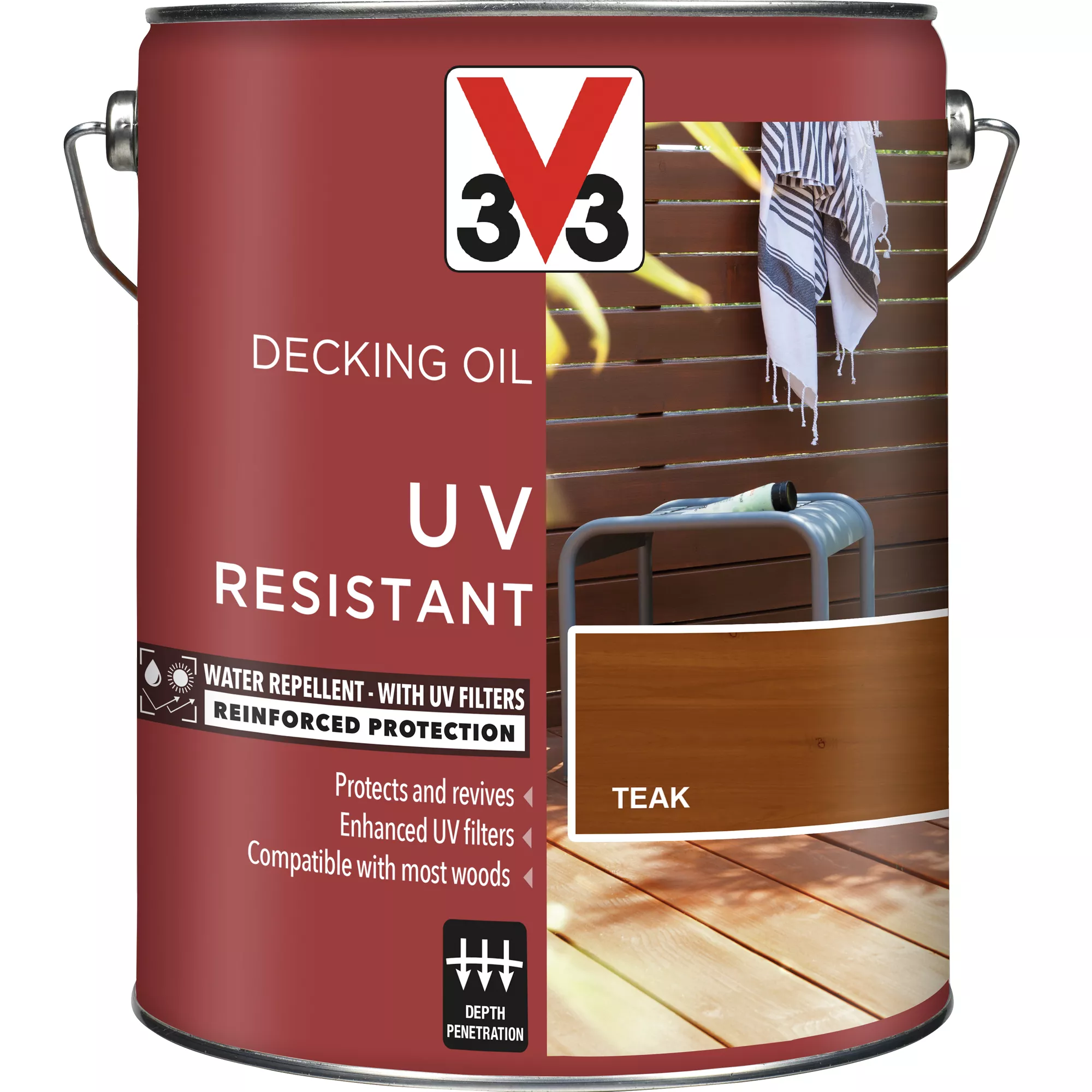 V33 Teak UV Resistant Decking Wood Oil, 5L 2 V33 Teak UV Resistant Decking Wood Oil, 5L - Image 2
