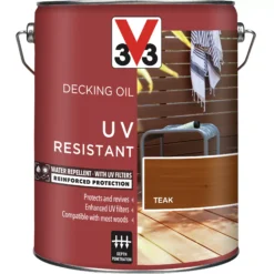 V33 Teak UV Resistant Decking Wood Oil, 5L 9 V33 Teak UV Resistant Decking Wood Oil, 5L -Outlet Paint Hub Store v33 teak uv resistant decking wood oil 5l3153895163118 08c bq