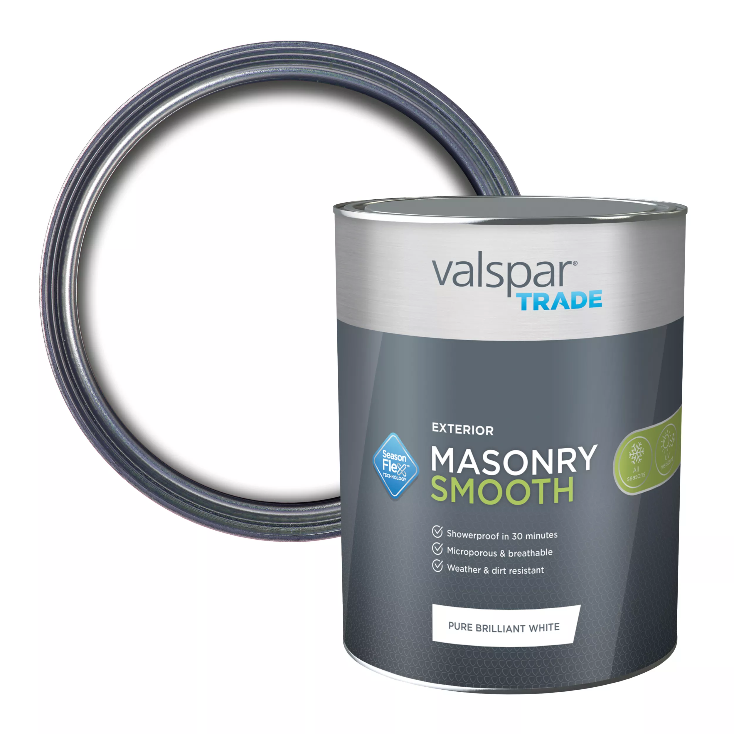 Valspar Trade Exterior Pure Brilliant White Matt Masonry Paint, 5L Tin 1 Valspar Trade Exterior Pure Brilliant White Matt Masonry Paint, 5L Tin