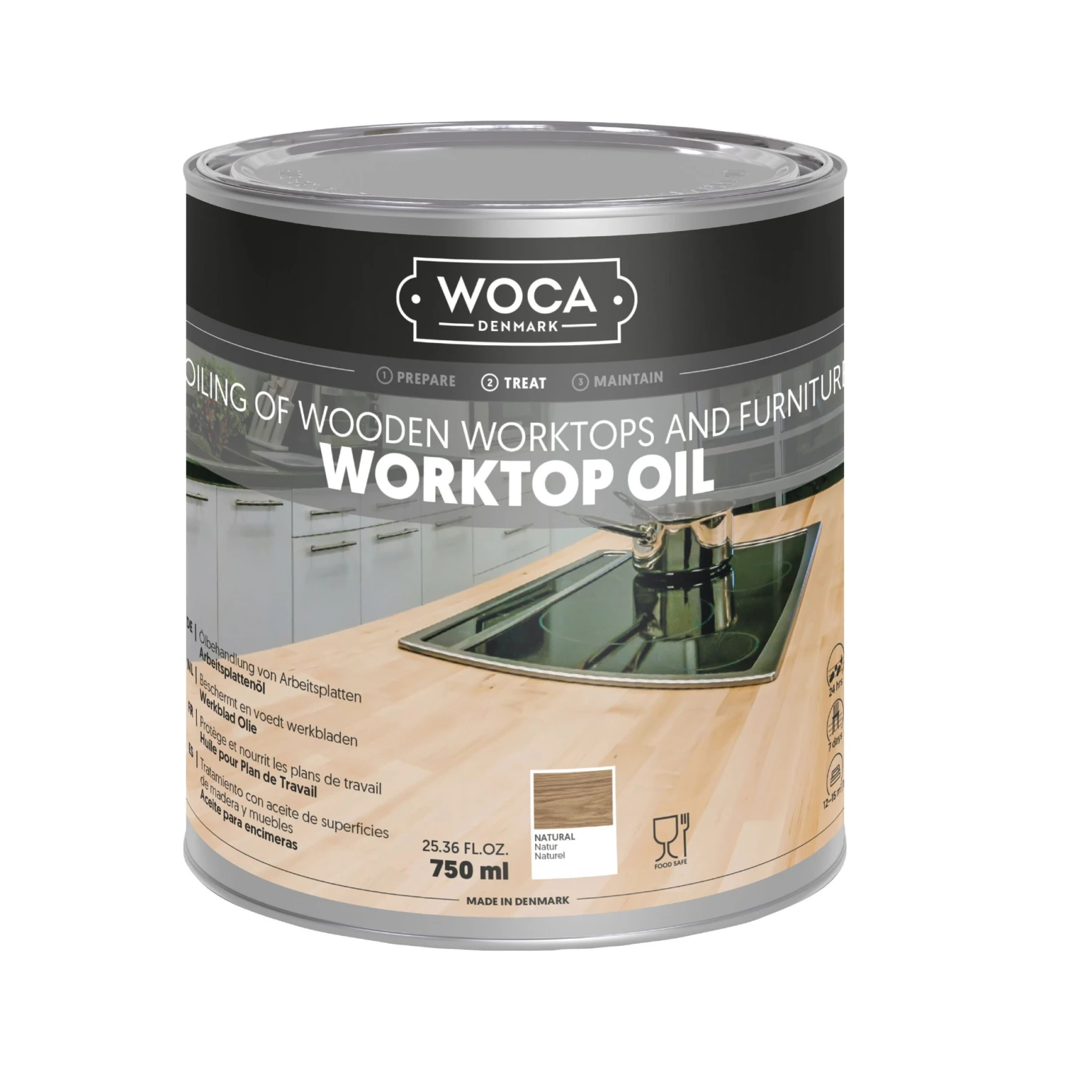 WOCA DK Natural Satin Worktop Oil, 750ml 1 WOCA DK Natural Satin Worktop Oil, 750ml